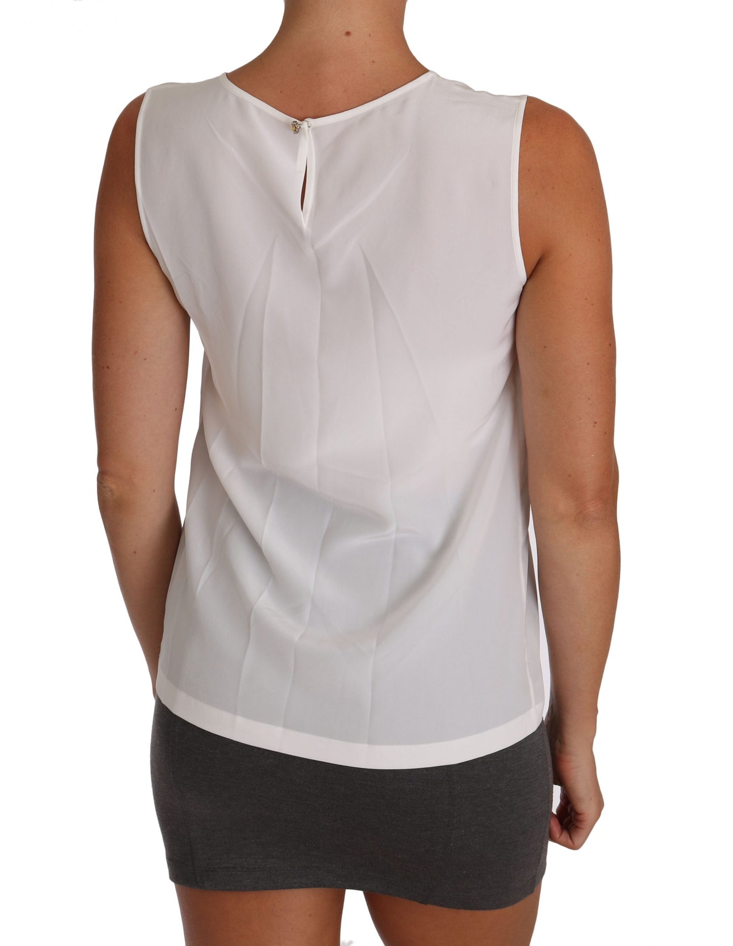 Haut Dolce & Gabbana en soie blanche sans manches coupe trapèze
