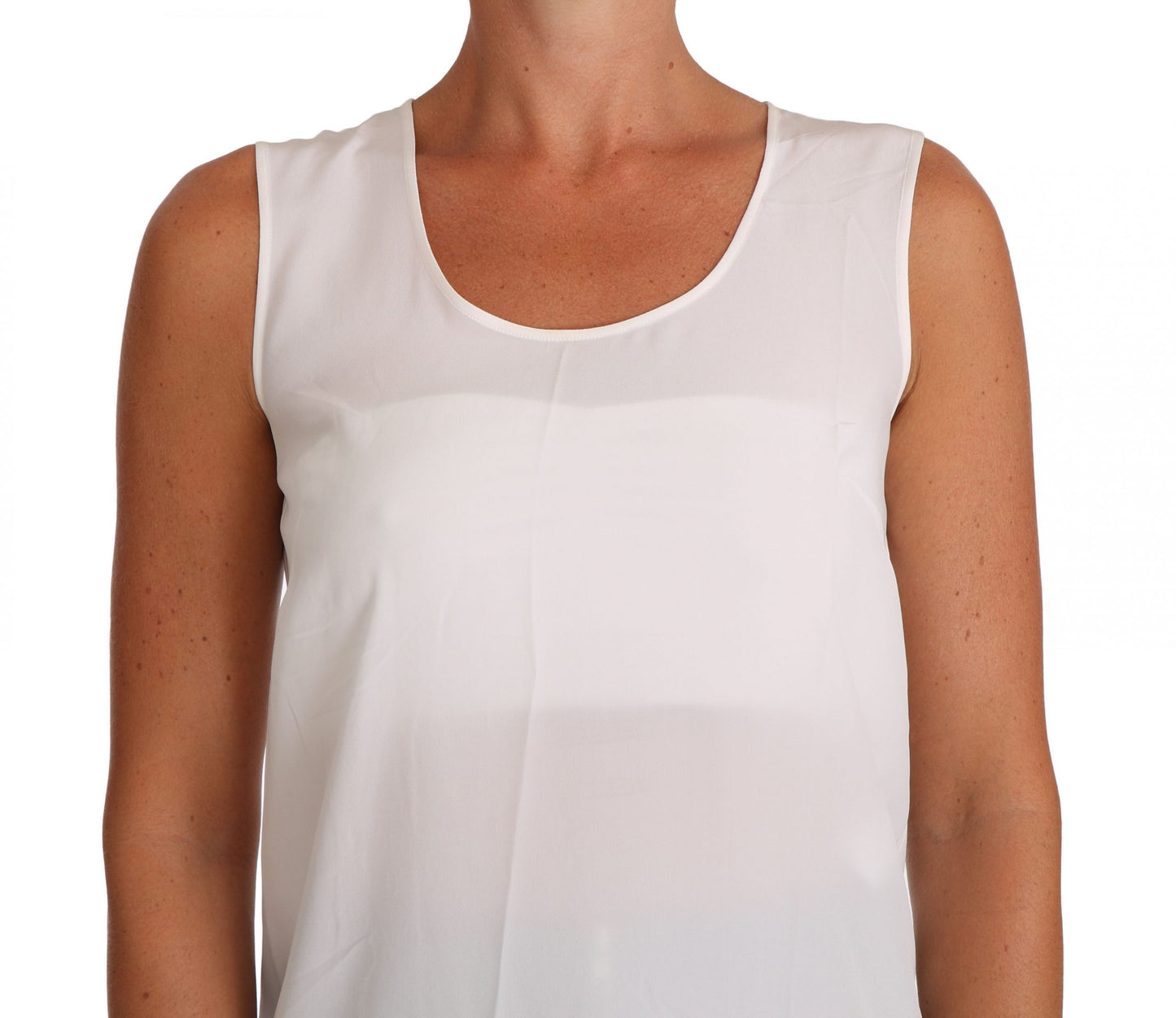 Haut Dolce & Gabbana en soie blanche sans manches coupe trapèze