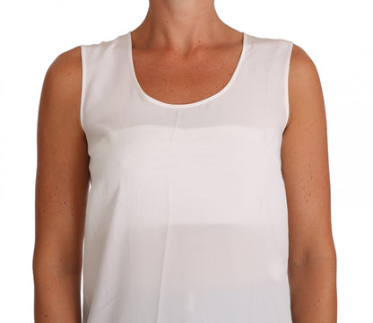 Haut Dolce & Gabbana en soie blanche sans manches coupe trapèze