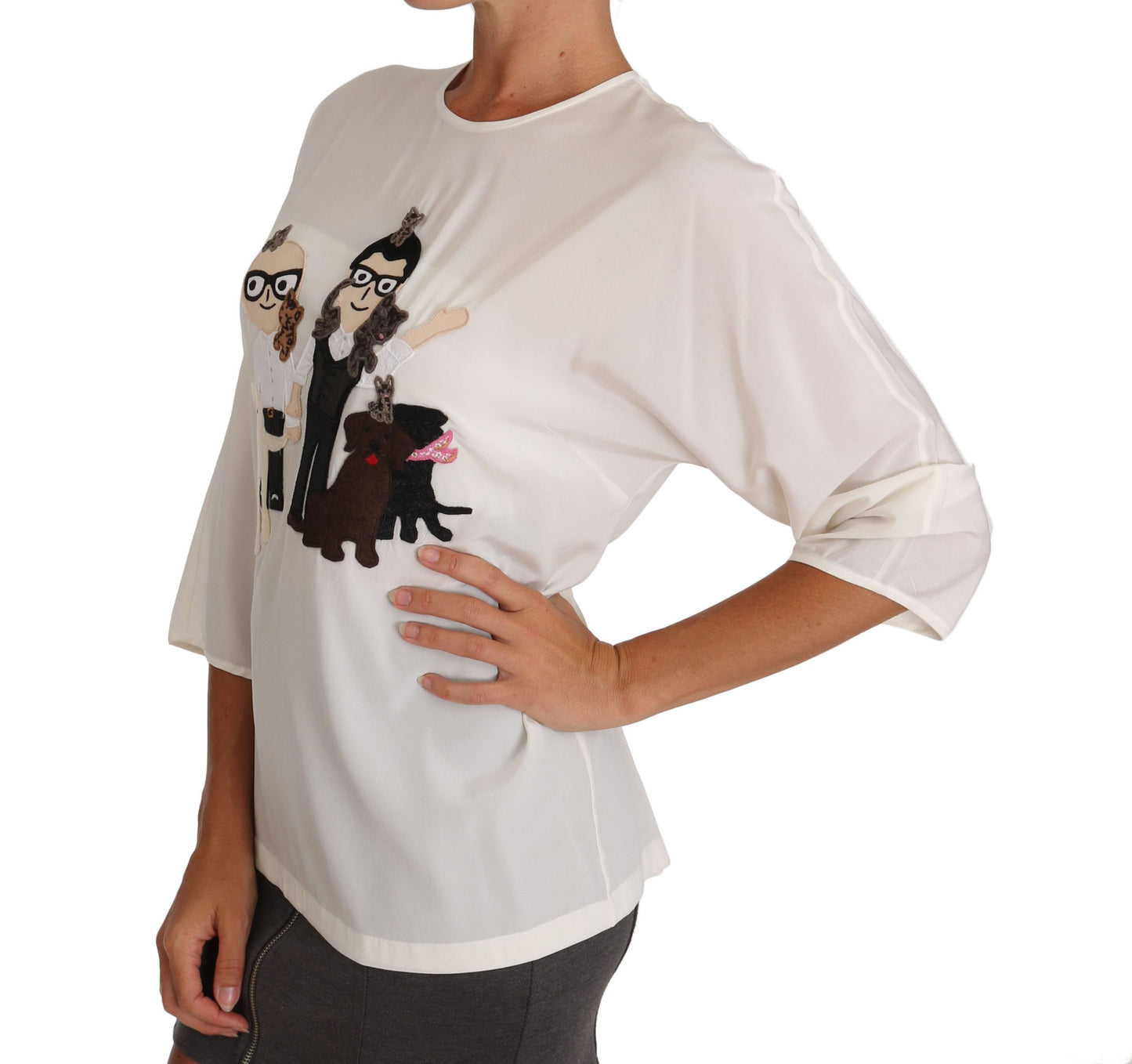 Haut/T-shirt Dolce & Gabbana en soie blanche #dgfamily