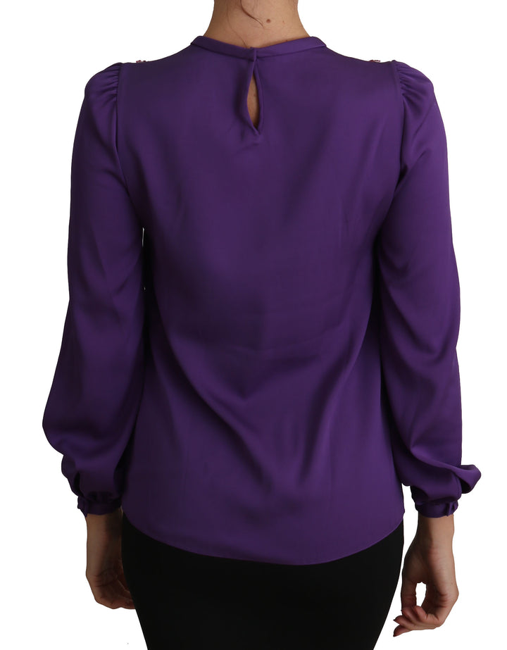 Blusa Morada Dolce & Gabbana Príncipe Cuento de Hadas Adornada Top