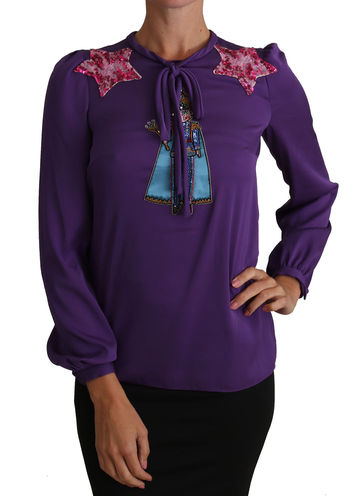 Blusa Morada Dolce & Gabbana Príncipe Cuento de Hadas Adornada Top