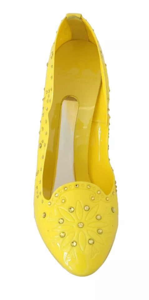 Chaussures CENDRILLON à talons en cristal jaune Dolce & Gabbana
