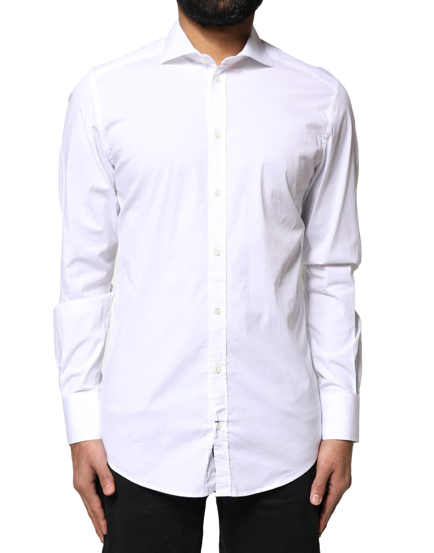Camisa de vestir Dolce & Gabbana de algodón blanco GOLD de manga larga