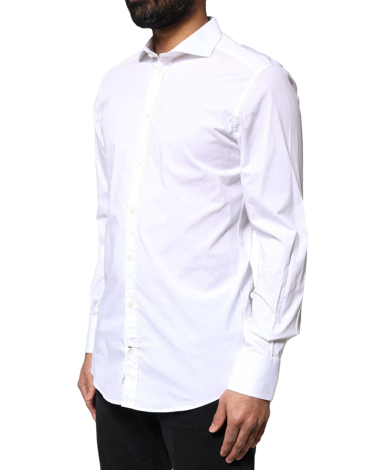 Camisa de vestir Dolce & Gabbana de algodón blanco GOLD de manga larga