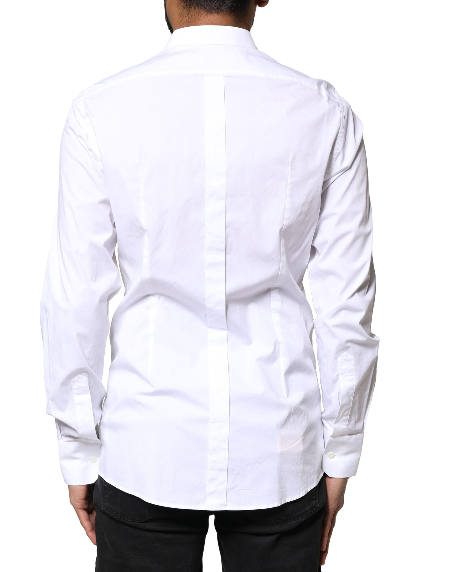 Camisa de vestir Dolce & Gabbana de algodón blanco GOLD de manga larga