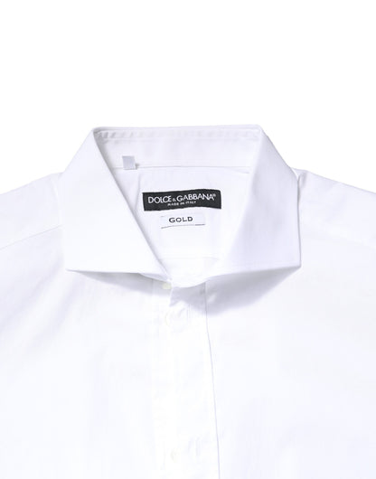 Camisa de vestir Dolce & Gabbana de algodón blanco GOLD de manga larga