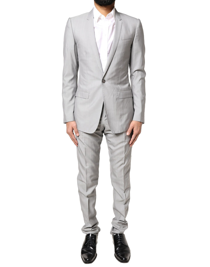 Traje formal de 2 piezas Dolce & Gabbana de lana gris claro GOLD