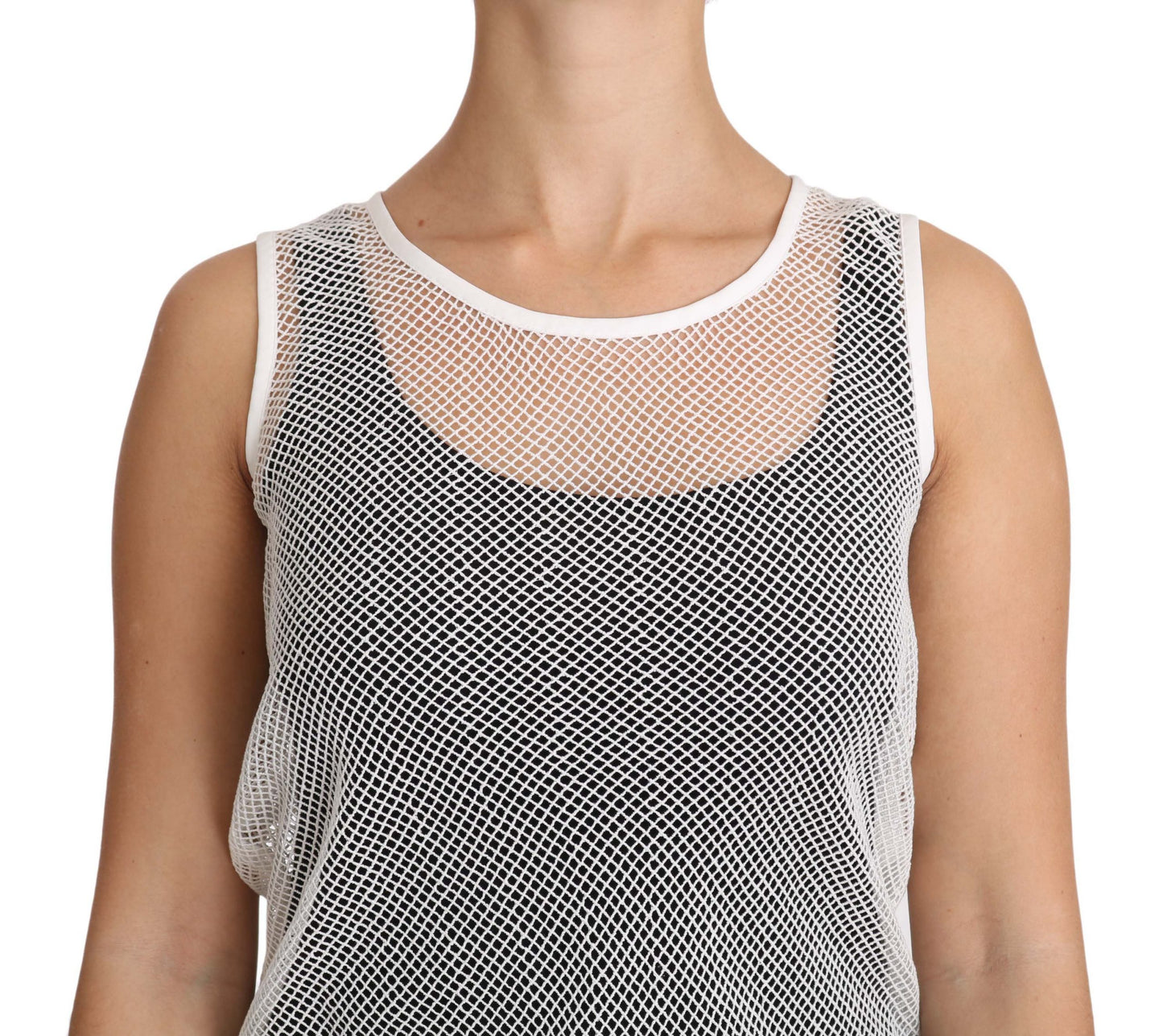 Débardeur transparent sans manches en résille blanche Dolce & Gabbana