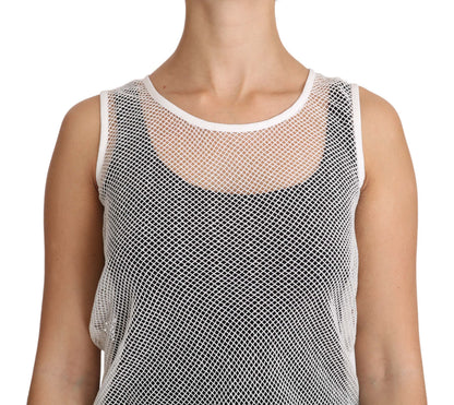 Débardeur transparent sans manches en résille blanche Dolce & Gabbana
