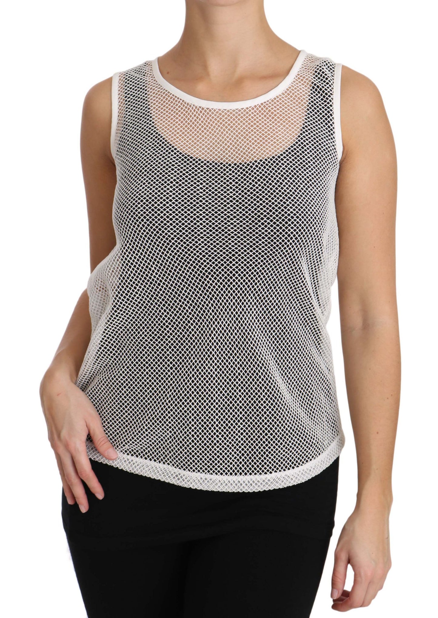 Débardeur transparent sans manches en résille blanche Dolce & Gabbana
