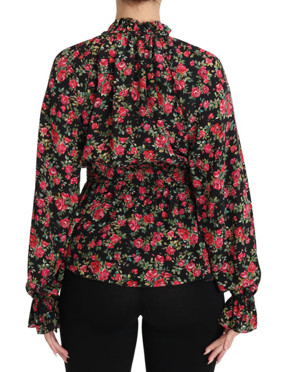 Chemisier à imprimé floral rose noir Dolce & Gabbana