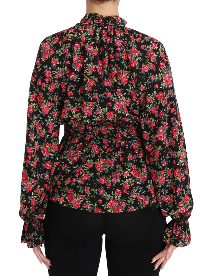 Dolce & Gabbana Blusa de camisa floral con estampado de rosas negras