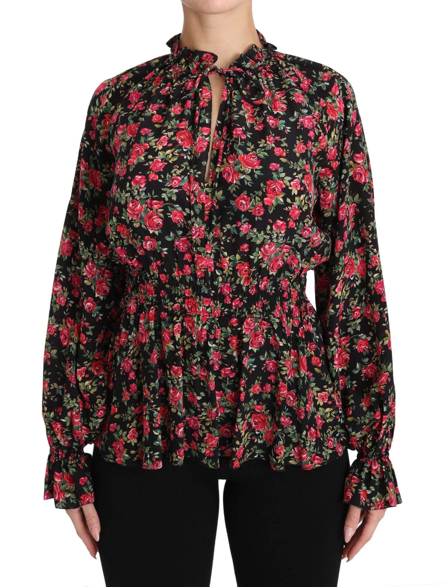 Chemisier à imprimé floral rose noir Dolce & Gabbana