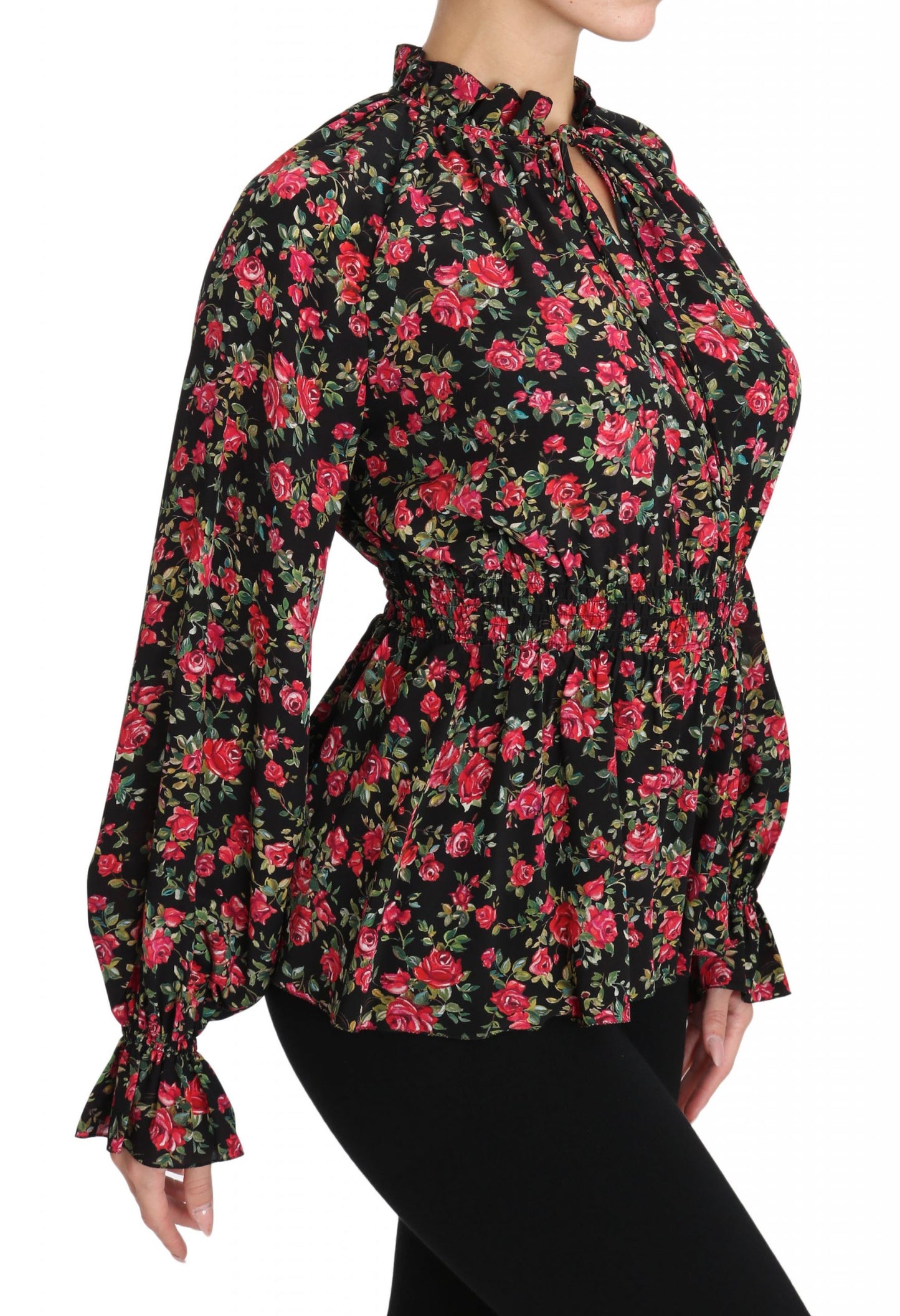 Chemisier à imprimé floral rose noir Dolce & Gabbana