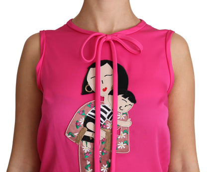 Débardeur en soie rose Dolce & Gabbana Family Blouse Mama Top Chemise