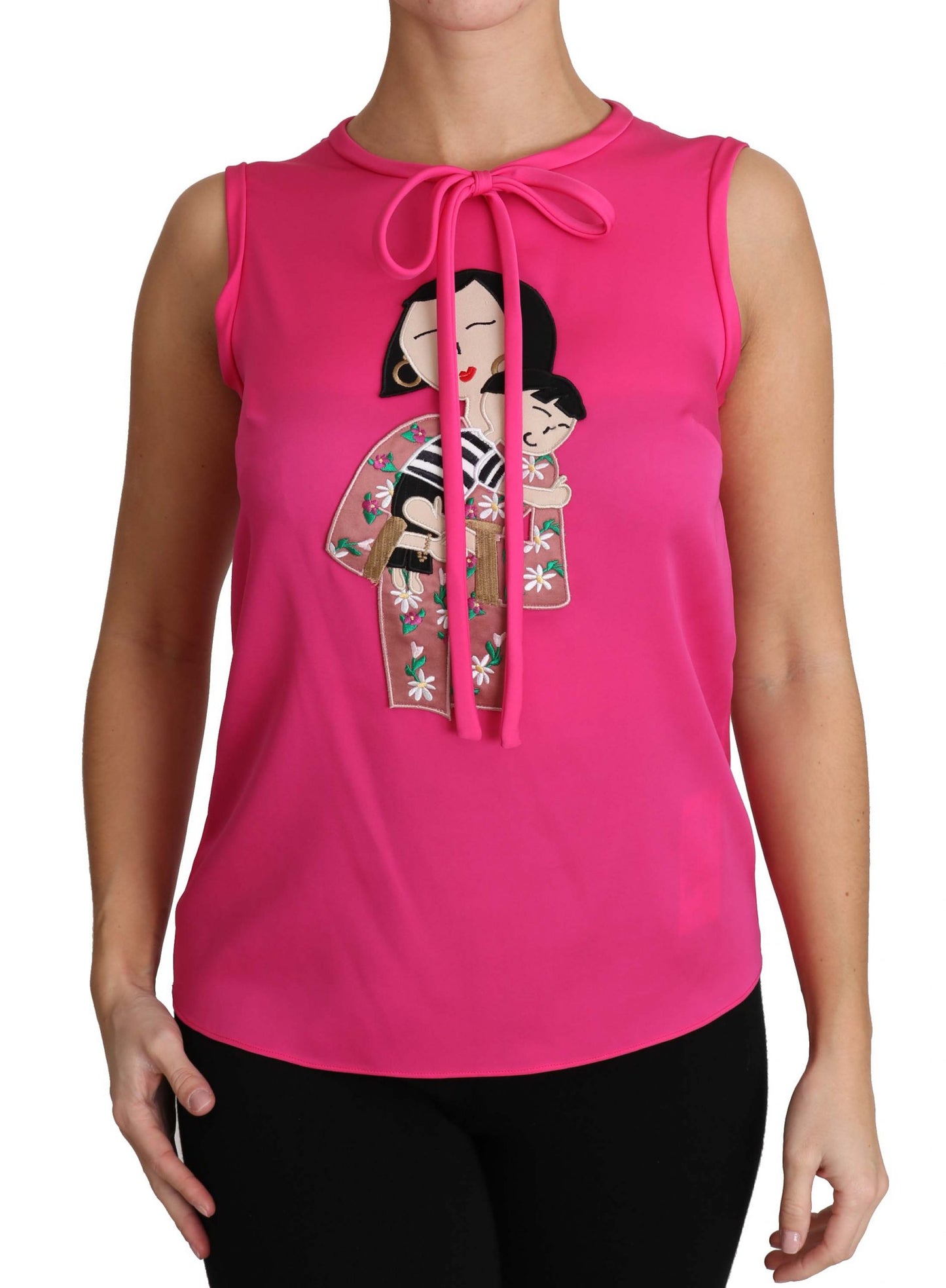 Débardeur en soie rose Dolce & Gabbana Family Blouse Mama Top Chemise