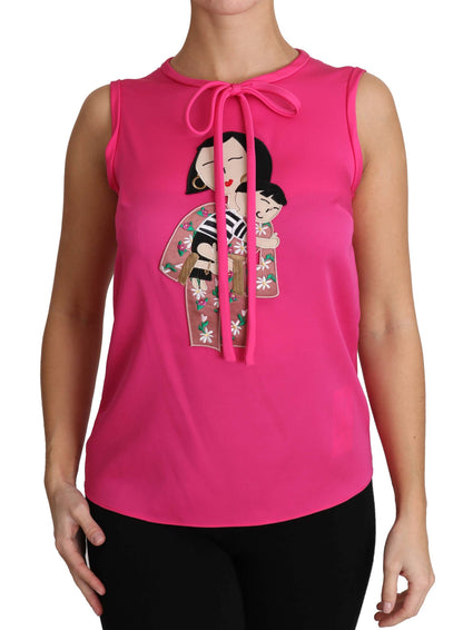 Débardeur en soie rose Dolce & Gabbana Family Blouse Mama Top Chemise