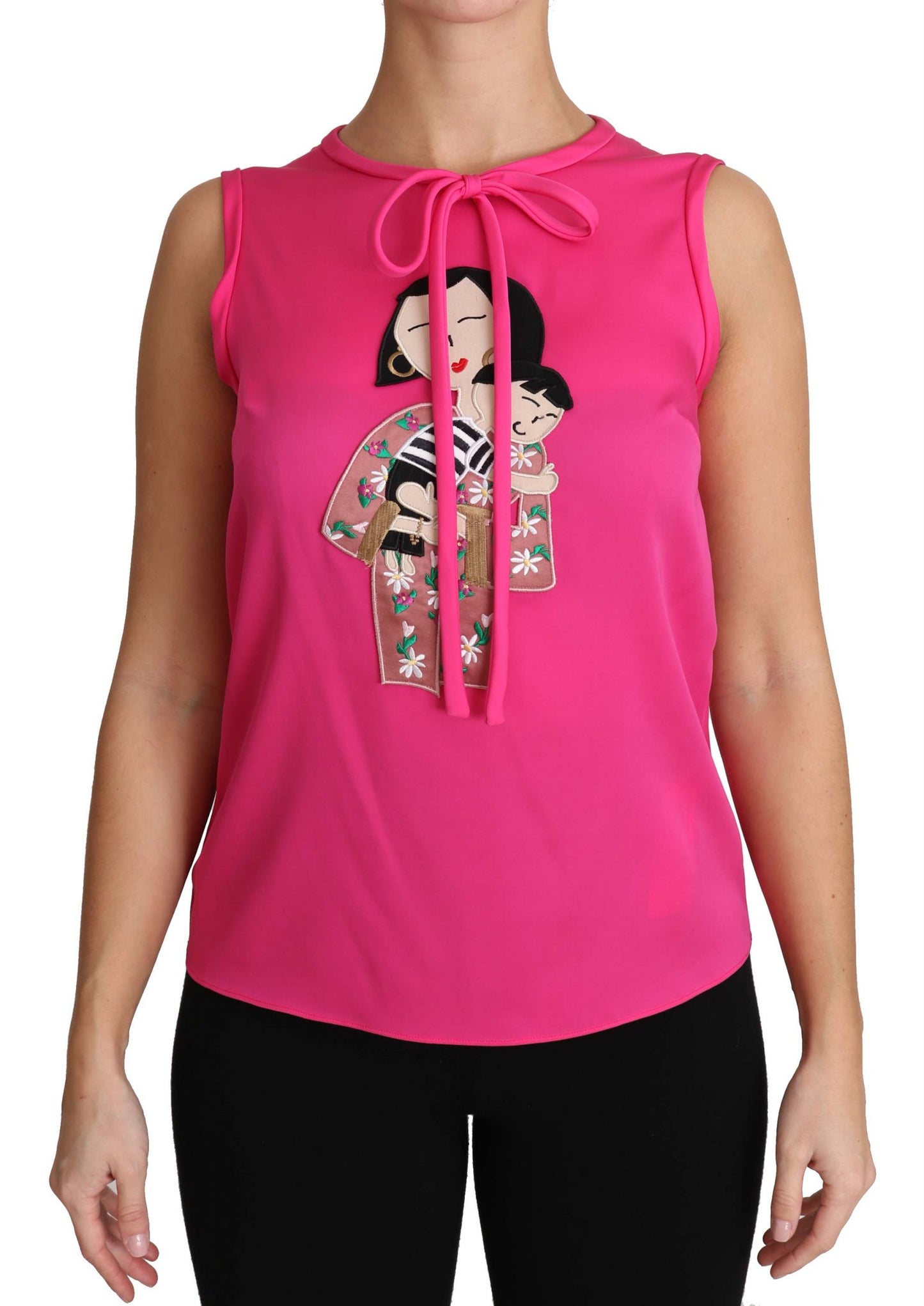 Débardeur en soie rose Dolce & Gabbana Family Blouse Mama Top Chemise