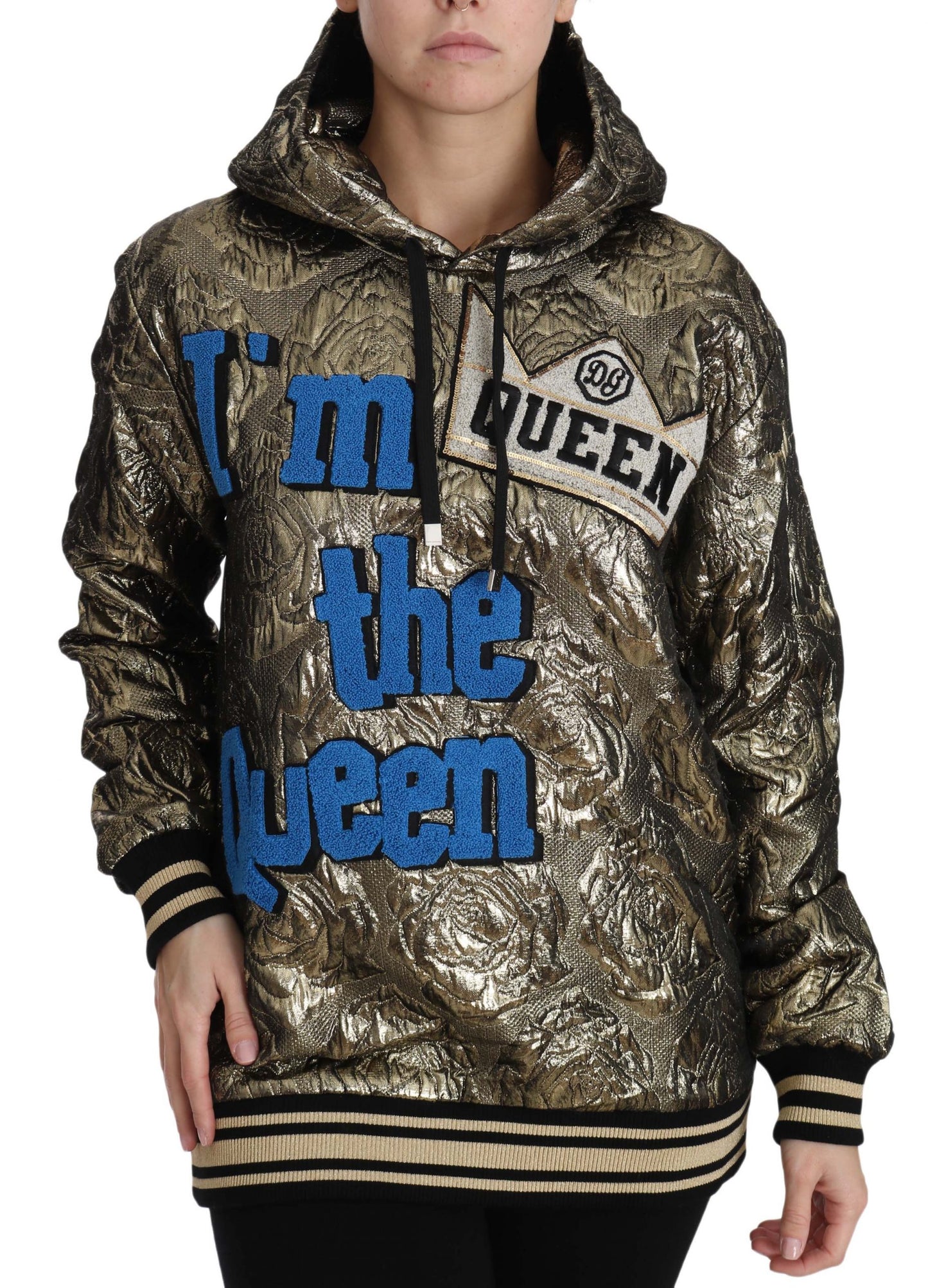 Sweat à capuche en jacquard doré Dolce & Gabbana I'm The Queen
