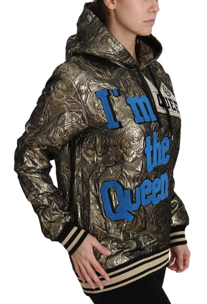 Sweat à capuche en jacquard doré Dolce & Gabbana I'm The Queen