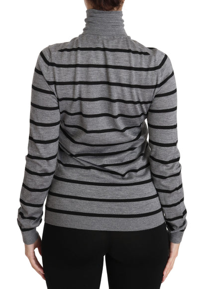 Pull col roulé en cachemire et soie gris Dolce & Gabbana
