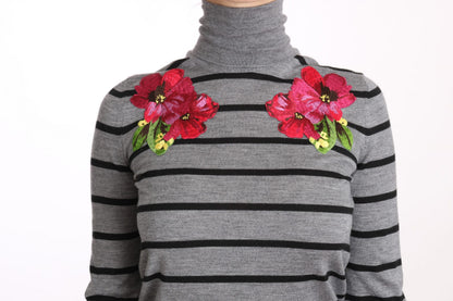 Pull col roulé en cachemire et soie gris Dolce & Gabbana