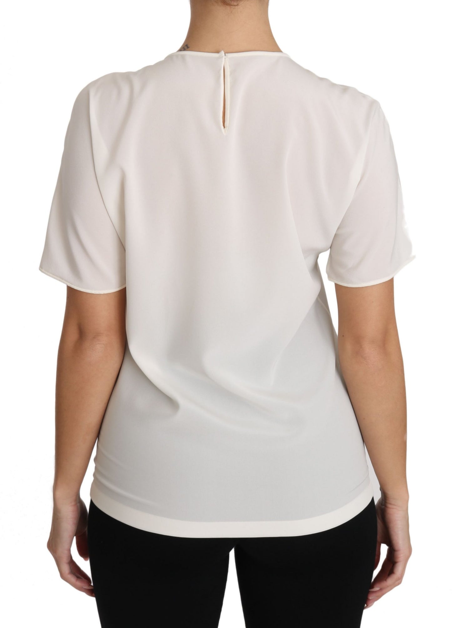T-shirt Dolce & Gabbana blanc en soie stretch #dgfamily