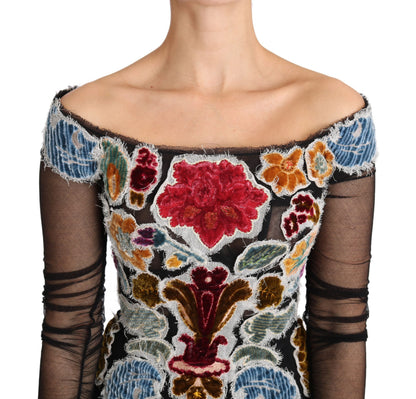 Haut chemise chemisier noir fleuri Ricamo Dolce & Gabbana