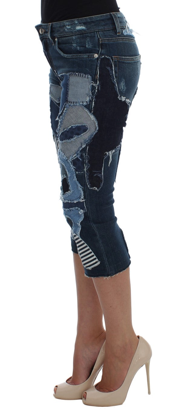 Shorts vaqueros elásticos Dolce & Gabbana en patchwork azul