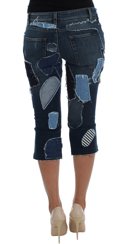 Short en jean patchwork stretch bleu Dolce & Gabbana