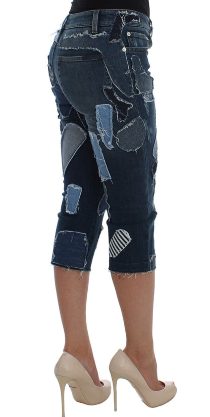 Short en jean patchwork stretch bleu Dolce & Gabbana