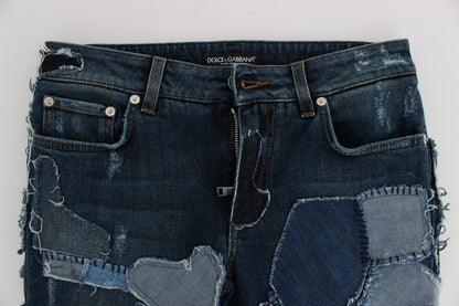 Short en jean patchwork stretch bleu Dolce & Gabbana