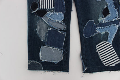 Short en jean patchwork stretch bleu Dolce & Gabbana