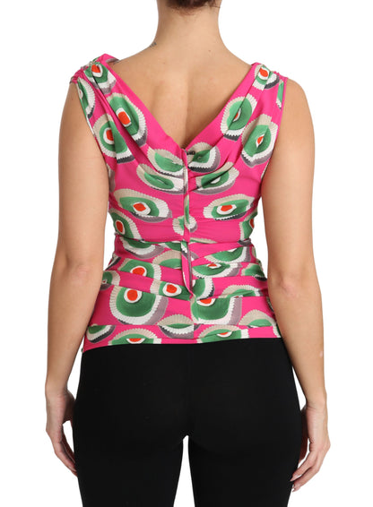 Haut en soie stretch rose gâteau sicilien Dolce & Gabbana