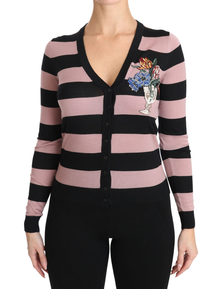 Cárdigan de cachemira rosa floral Dolce & Gabbana