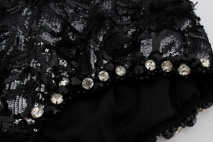 Short mini à sequins en cristal noir Dolce & Gabbana