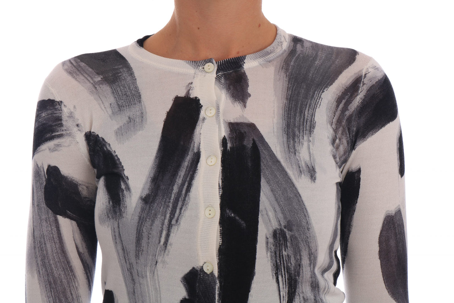 Dolce & Gabbana Cardigan Léger en Soie Pull à Motif Coup de Pinceau