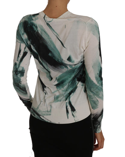 Cardigan léger en soie blanche Dolce & Gabbana motif coups de pinceau