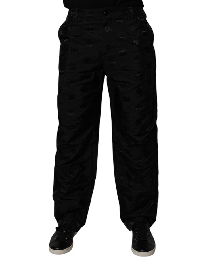 Pantalones rectos con monograma de logo negros de Dolce & Gabbana