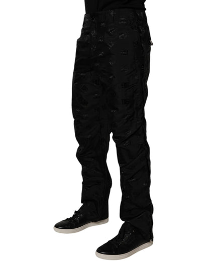 Pantalon droit Dolce & Gabbana noir à monogramme logo