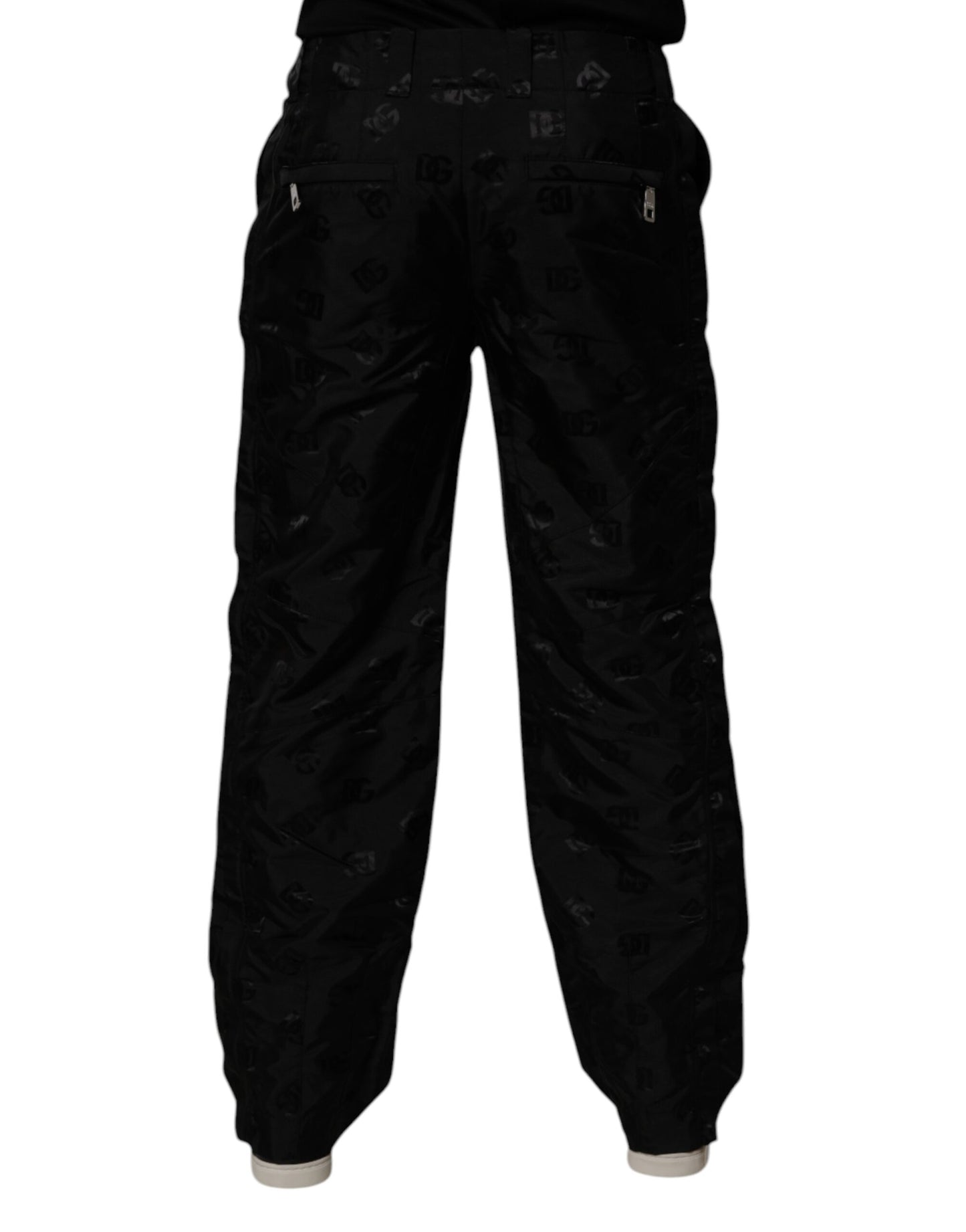 Pantalon droit Dolce & Gabbana noir à monogramme logo