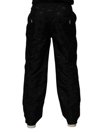 Pantalon droit Dolce & Gabbana noir à monogramme logo