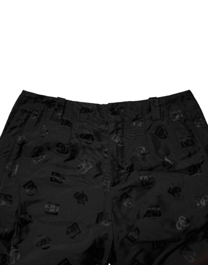 Pantalon droit Dolce & Gabbana noir à monogramme logo