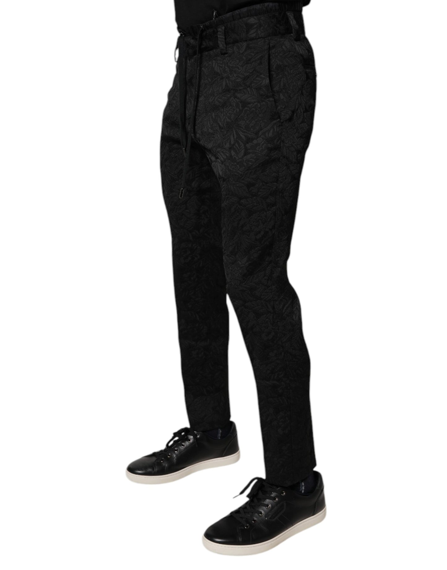 Pantalon fuseau Dolce & Gabbana en brocart de polyester noir