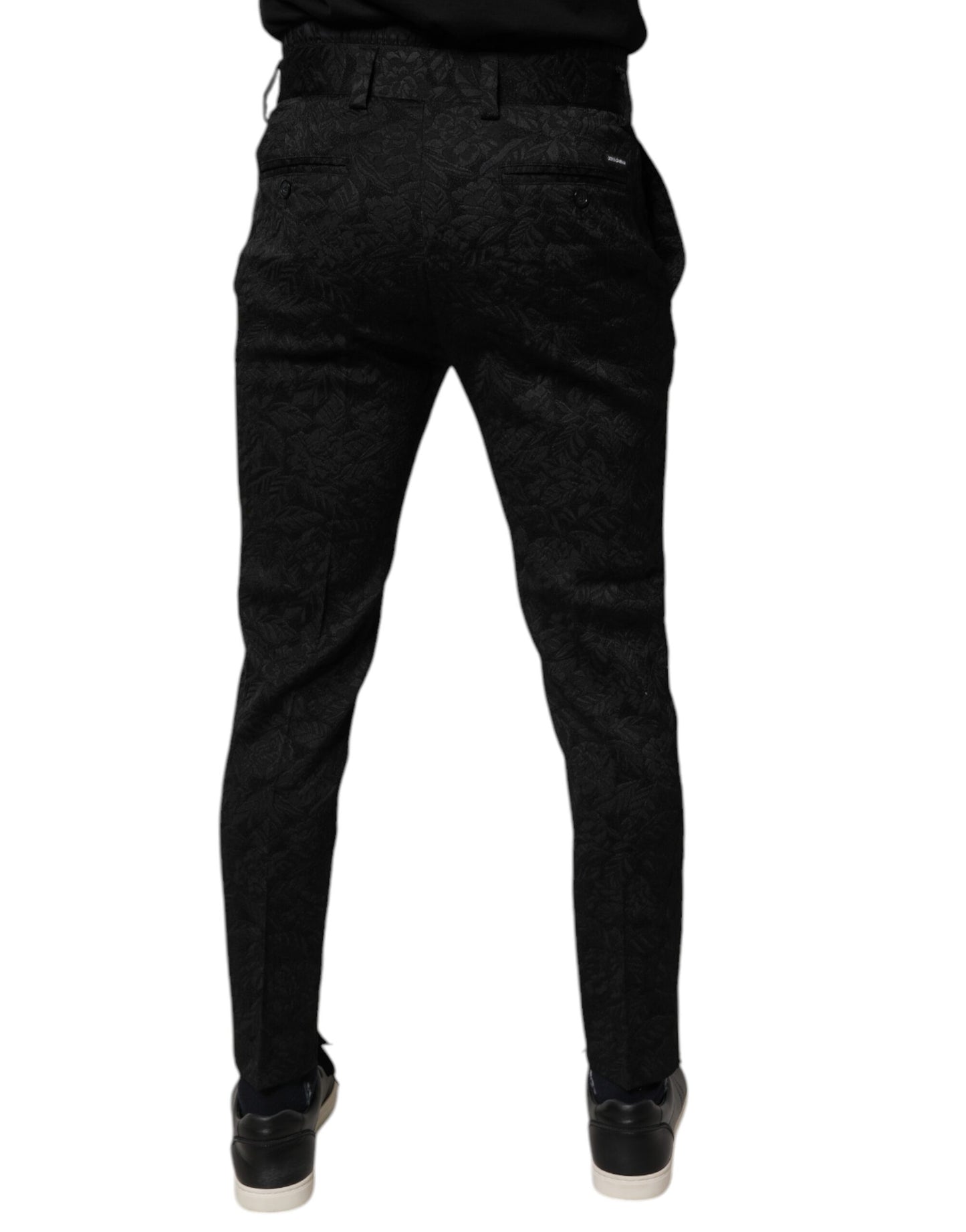 Pantalon fuseau Dolce & Gabbana en brocart de polyester noir