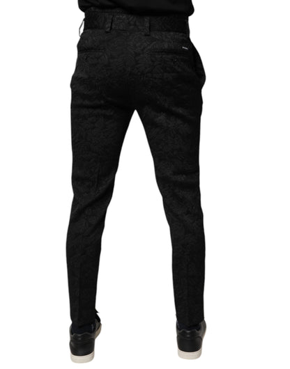 Pantalon fuseau Dolce & Gabbana en brocart de polyester noir