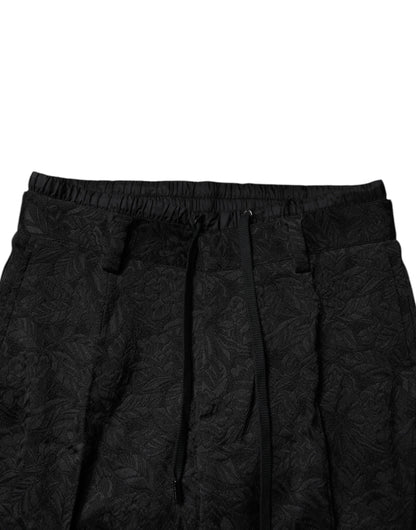 Pantalon fuseau Dolce & Gabbana en brocart de polyester noir