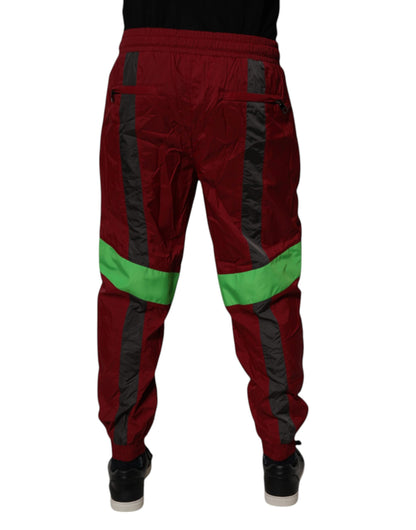 Dolce & Gabbana Maroon Nylon Men Jogger Sweatpants Pants