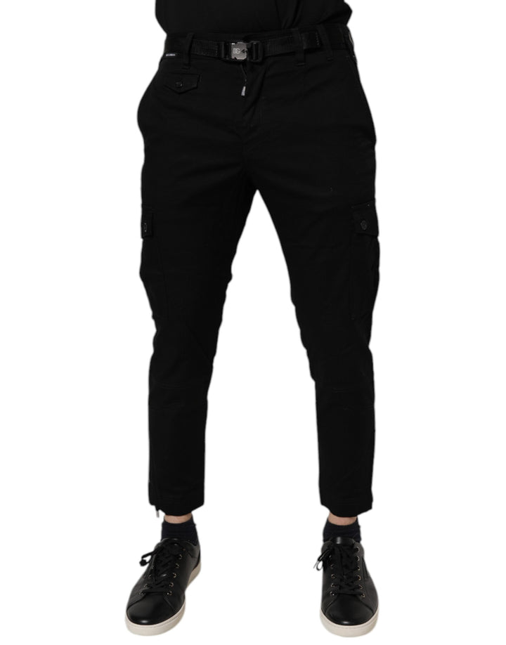 Jeans vaqueros ajustados de carga elásticos de algodón negro Dolce & Gabbana